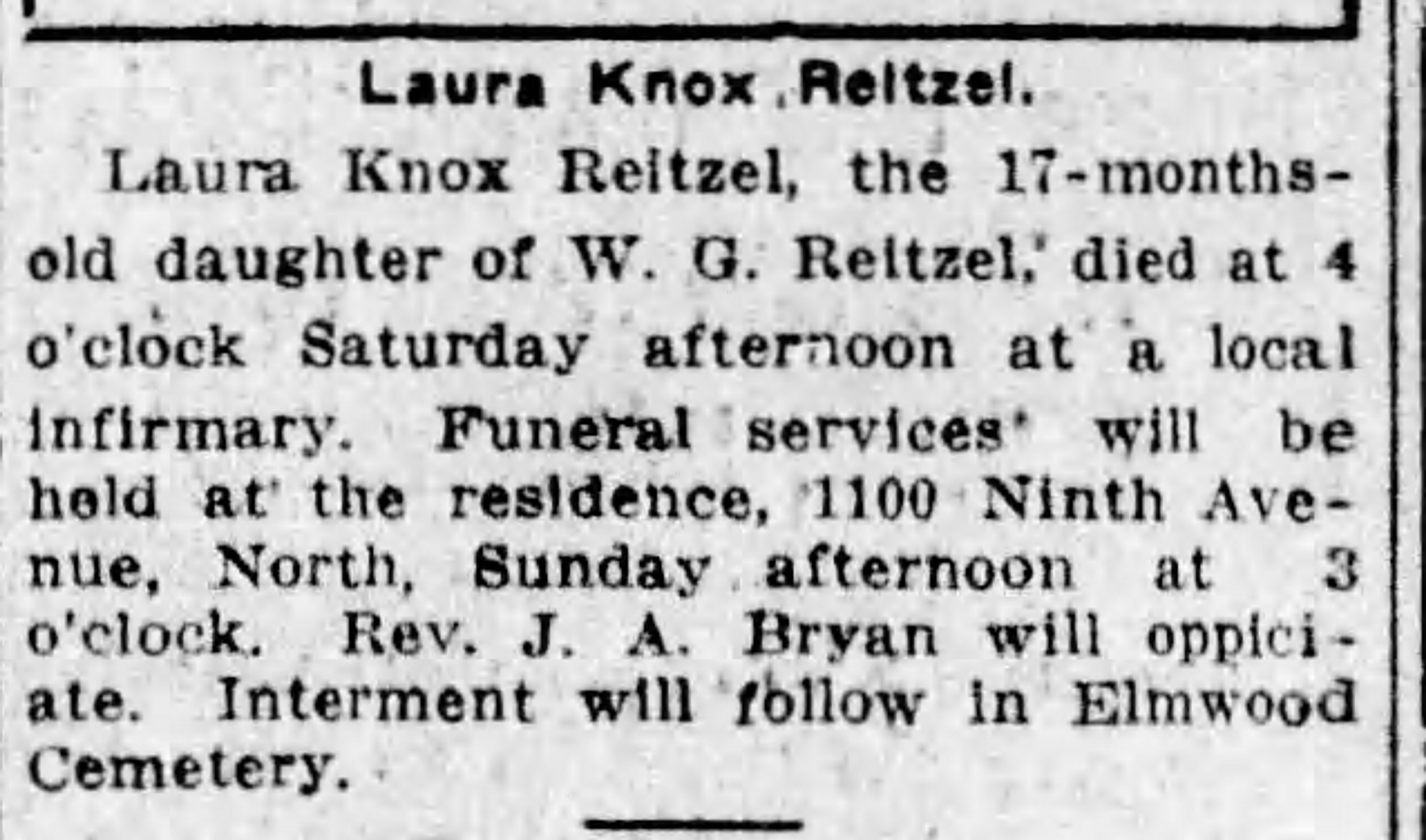 Laura Knox Reitzel obituary